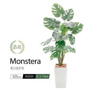 フェイクグリーン 観葉植物 人工観葉 大型 光触媒 モンステラ 125cm スプリットフィロ リアル 造花 鉢植 リアル おしゃれ インテリア
