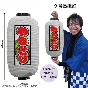 44161 フルカラー ビニール 提灯 ちょうちん かき氷 9号長 白 1面印刷