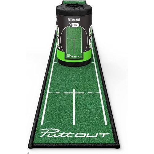 PuttOut スリムゴルフパッティングマット - グリーン - 94.45インチ x 9.8インチ...