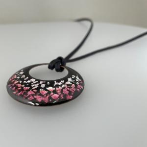 七宝焼きアクセサリー ペンダント 青シリーズ アクア 長角 金箔・銀箔