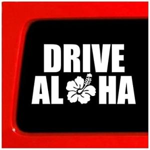 ハワイの普通の車によく貼ってある、DRIVE ALOHA ハワイ バンパーステッカー 小サイズ [並...
