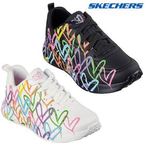 SKECHERS スケッチャーズ レディース スニーカー ウノ ライト ハート オブ ハーツ UNO LITE HEART OF HEARTS 177977 ジェームズ・ゴールドクラウン コラボ｜k-lead