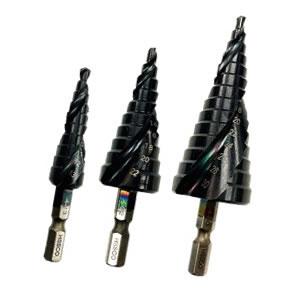 【P】ユニーズ U-needs スパイラル コバルトステップドリル 竹ちゃんブラック 3本組Ｂセット...