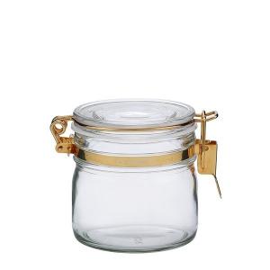 ■ 星硝 セラーメイト ガラス保存 密封瓶 0．5L ゴールド 粉末 乾物 保存容器 ジャム 調味料 密封びん 密封ビン｜k-mori