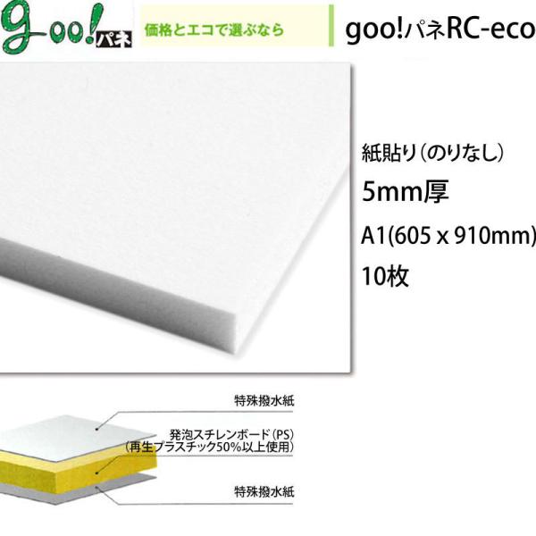 [法人宛ノミ]goo!パネ RC-eco 紙貼り 5mm厚 A1(605×910mm) 10枚 光洋...