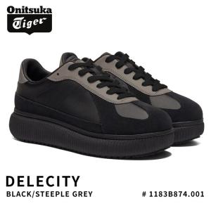 オニツカタイガー スニーカー Onitsuka Tiger スニーカーレディース メンズ DELECITY デレシティ BLACK/STEEPLE GREY ブラック グレー # 1183B874.001 シューズ