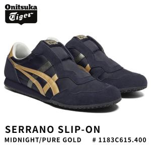 オニツカタイガー スニーカー Onitsuka Tiger スニーカー SERRANO SLIP-ON セラーノ スリッポン MIDNIGHT/PURE GOLD ミッドナイト ゴールド # 1183C615.400