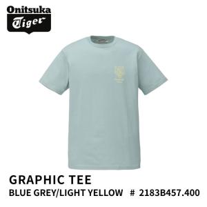オニツカタイガー Tシャツ Onitsuka Tiger GRAPHIC TEE BLUE GREY/LIGHT YELLOW ブルーグレー ライトイエロー # 2183B457.400