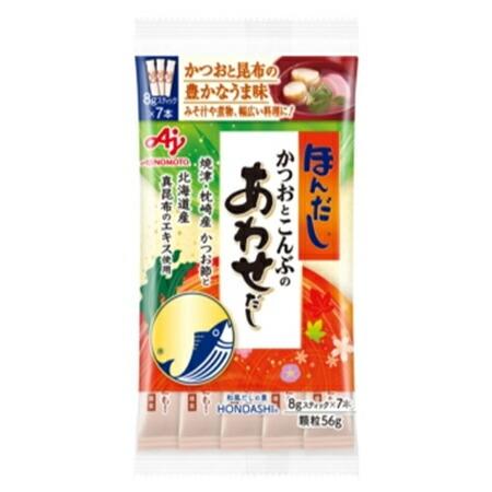 味の素　「ほんだしかつおとこんぶのあわせだし」８ｇスティック７本入袋　56g×80袋