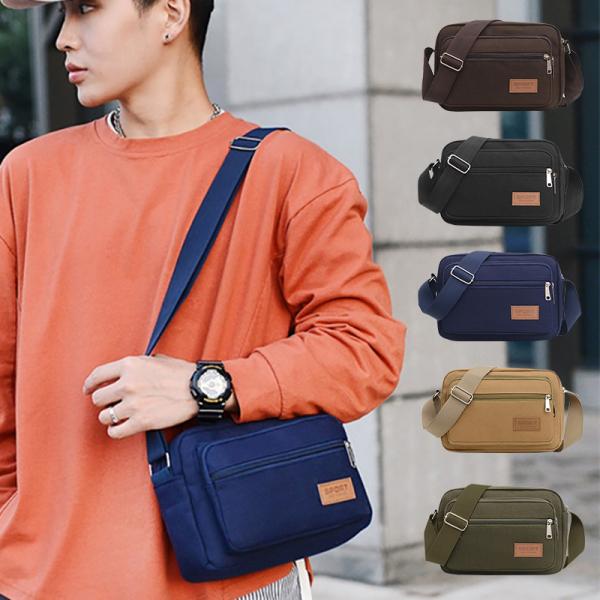 ショルダーバッグ 大きめ メンズ キャンバス ファスナー付き 大容量 帆布 3WAY 肩掛け 斜めか...
