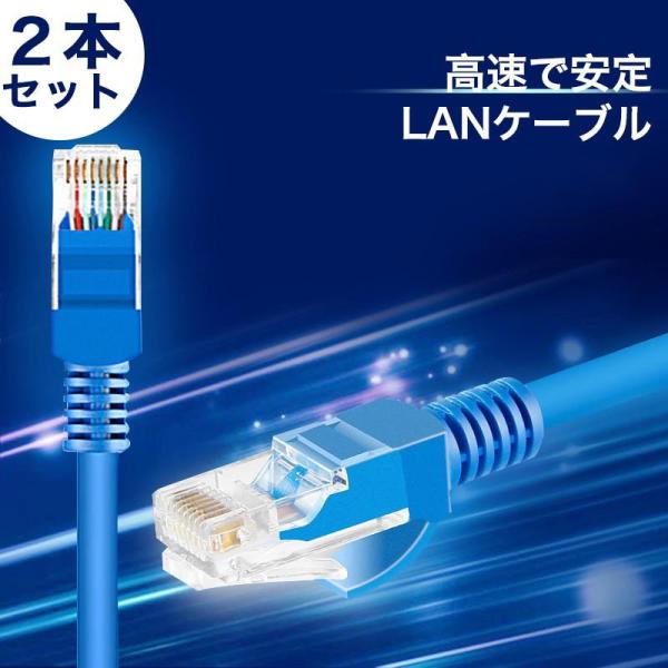 2本/セット LANケーブル CAT6 Gigabit 爪折れ防止 やわらか 1m ギガビット カテ...