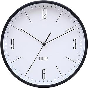 不二貿易(Fujiboeki) 置き時計・掛け時計 ブラック 直径25.5cm スイープムーブ...
