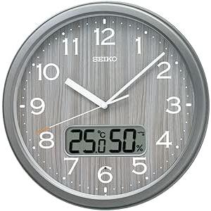 セイコークロック(Seiko Clock) 掛け時計 電波 アナログ 温度 湿度 グレーメタリ...