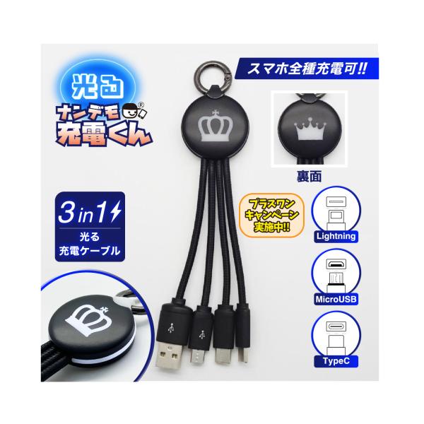 光る!ナンデモ充電くん(王冠:黒)