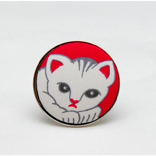 ループタイ用くるみ飾り 朱赤 猫柄 新品 手作り品 少し訳ありクリックポスト発送(ポスト投函　時間指...