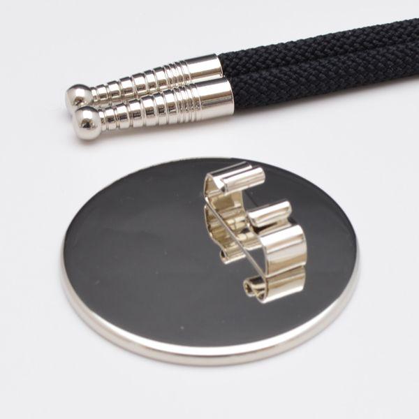 ループタイ製作用紐・金具×１セット 剣先銀色 金具大型台皿付き クリックポスト発送(ポスト投函　時間...