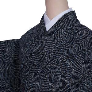 【着物】小紋 更紗文 身丈約159.5cm 裄丈約64.5cm 24Z-2223 小紋 着物 未使用 正絹 二代目 更甚 江戸更紗 手染め グレー 新古品