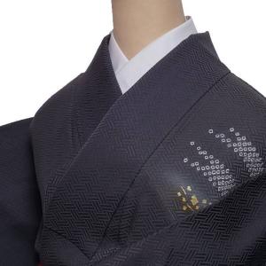 リサイクル訪問着袷 友禅染め 黒 モダン たたき染め 身丈155cm 裄63cm