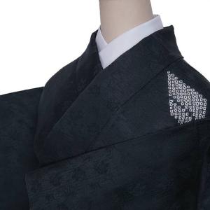 リサイクル訪問着袷 友禅染め 黒 モダン たたき染め 身丈155cm 裄63cm