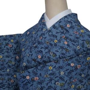 未使用近い　美品　袷　正絹　型染め　縮緬　友禅　小紋　フルセット　4点 リサイクル小紋袷 型染め 茶屋辻文様 染小紋 友禅染め 茶 身長153cm 裄