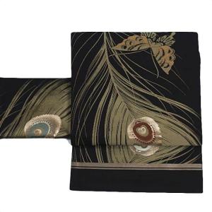 リサイクル丸帯 京袋帯 袋名古屋 絹 金銀 鳳凰 絵巻 中古着物
