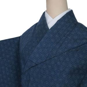 リサイクルお召し 織物 着物 塩沢お召し 逸品 絣織り 亀甲 黒 身長