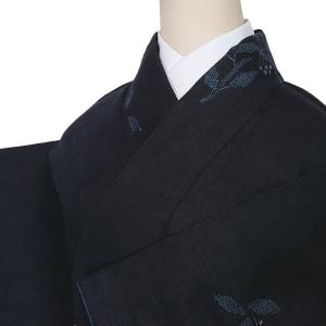 未使用品 紬 結城 真綿紬 リサイクル紬袷 経緯絣 絹 リユース着物 黒炭