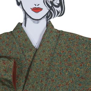 小紋(袷)　(梅 楓文様　未使用　黒色系) 小紋(袷) (梅 楓文様 未使用 黒色系)