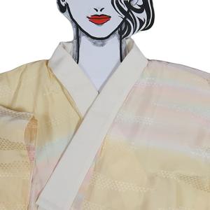 長襦袢 リサイクル襦袢袷 リユース 縮緬 草花 ボカシ染め ピンク 絹 丈