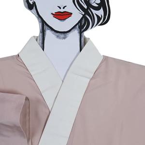 長襦袢 リサイクル襦袢袷 リユース 縮緬 草花 ボカシ染め ピンク 絹 丈