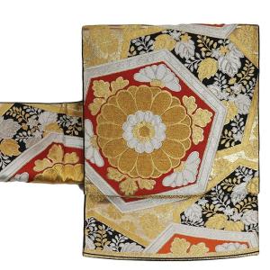 リサイクル丸帯 京袋帯 袋名古屋 絹 金銀 鳳凰 絵巻 中古着物