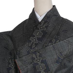 リサイクル 大島紬 大島つむぎ 藍色 経緯絣 十字絣 新古品 9マルキ