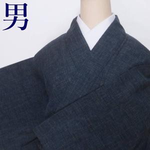 男性着物 つむぎ 紬 単衣 着物 男性用 絹 中古着物