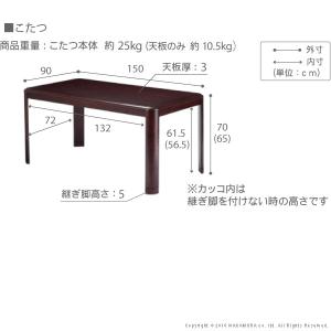 こたつ 長方形 テーブル パワフルヒーター-高...の詳細画像2