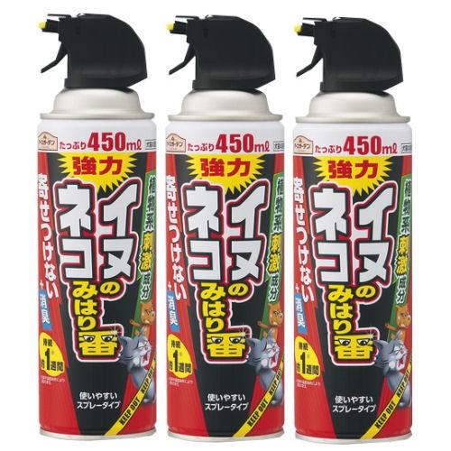 犬猫忌避スプレー イヌ ネコのみはり番スプレー 450ml×3本 野良猫 対策 糞尿被害 ネコよけ ...