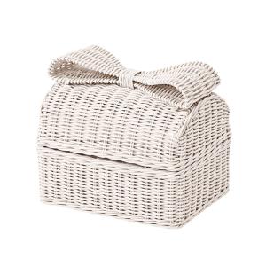 小物収納 ホワイトラタン 小物入れ バスケット おしゃれ かわいい 蓋