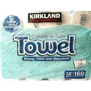 KIRKLAND カークランド シグネチャー ロールタオル ペーパータオル 2枚重ね 160カット12ロール