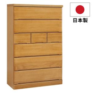 ハイチェスト 洋服タンス 幅90cm 6段 国産 完成品 長引き出し ベタ底仕様 底板12mm 木製 たんす 箪笥 リビングチェスト 木製チェスト 日本製 ナチュラル｜kaagu-com