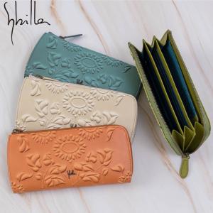 シビラ 財布 sybilla 長財布 L字ファスナー ソンブラ レディース ブランド 大容量 かわいい 本革 革 花柄 緑色 オレンジ ブルー グリーン 5470444