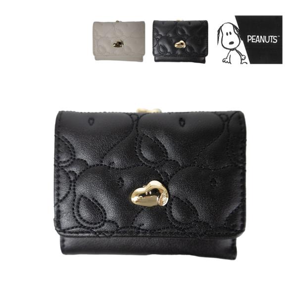 二つ折り財布 レディース ピーナッツ スヌーピー ウォレット がま口 ボックス型 小銭入れ 大人 子...