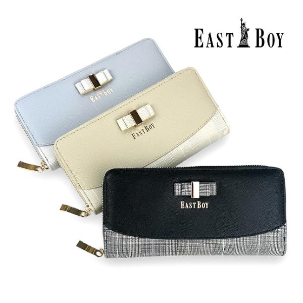 キッズ 財布 女の子 EAST BOY イーストボーイ リボンブローチ ラウンドファスナー 長財布 ...