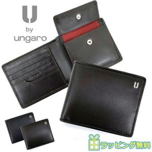 U by Ungaro ウンガロ 財布 二つ折り メンズ サイフ 革 羊革 黒 茶