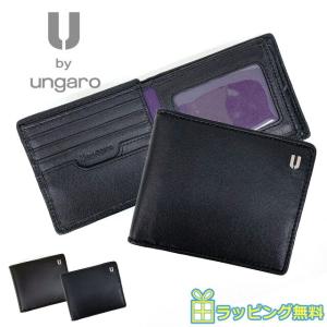 U by Ungaro ウンガロ 財布 二つ折り メンズ サイフ 革 羊革 黒 茶