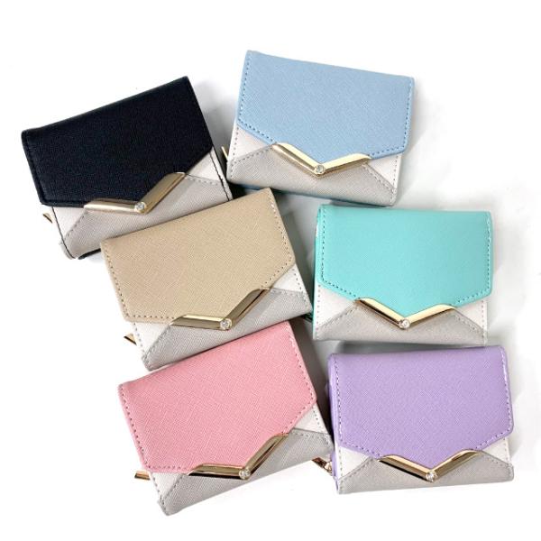 ミニ財布 三つ折り財布 レディース 3つ折り財布 小学生 女子 定期入れ 中学 財布 高校 V字ビジ...