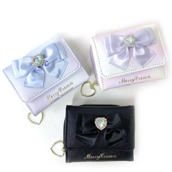 財布 キッズ 女子 三つ折りミニ ミニ財布 ファスナー さいふ 3つ折り財布 りぼん コンパクト M...