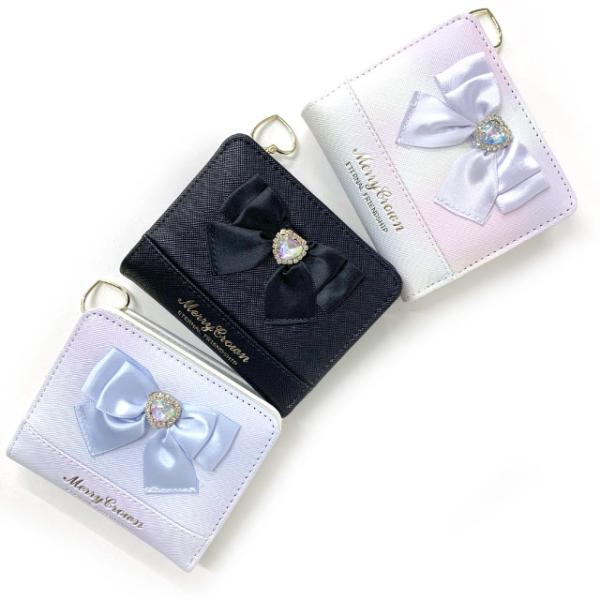 キッズ 財布 子供 女子 二つ折り さいふ 韓国 サイフ りぼん かわいい 2つ折り財布 黒 紫 M...