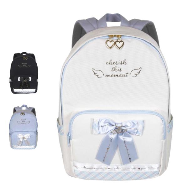 リュック キッズ おしゃれ 女の子 通学 学童 小学生 小4 小3 かわいい りぼん 黒 白 水色 ...