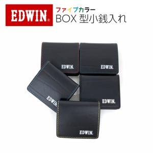 小銭入れ メンズ 小さい レザー 見やすい ボックス型 コンパクト  EDWIN エドウィン ボンデッドレザー BOX型小銭入れ コインケース 0510602｜kabanya