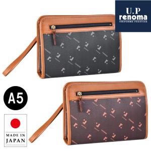 セカンドバッグ メンズ 50代 60代 結婚式 セカンドバック セカンドポーチ U.P renoma モノグラム レノマ ストラップ付き 合皮セカンドバッグ 豊岡製 20118