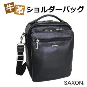 斜めがけバッグ メンズ ショルダーバック 60代 50代 40代 2way 斜め掛け バッグ 黒 革 SAXON サクソン 牛革 タテ型 2way ショルダーバッグ 5046｜kabanya